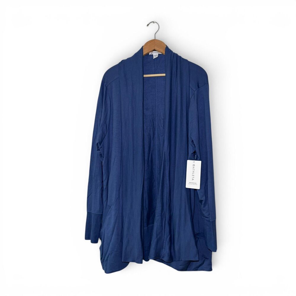 NWT Athleta Pranayama Restore Wrap Soft Open Front Cardigan Blue 3X